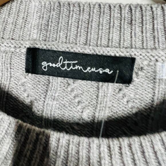 NEW! Good Time USA Crop Crewneck Sweater Casual Knit Gray Zig Zag LS - XL - Picture 4 of 5